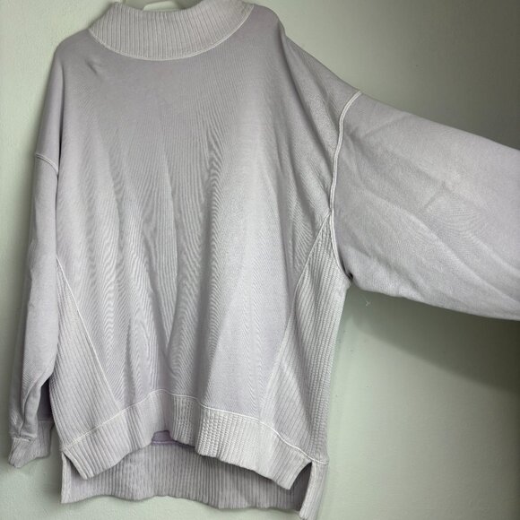 NWT Aerie Oversized Mock Neck Sweatshirt Lavender Purple Ribbed Cozy Pullover - Picture 9 of 13